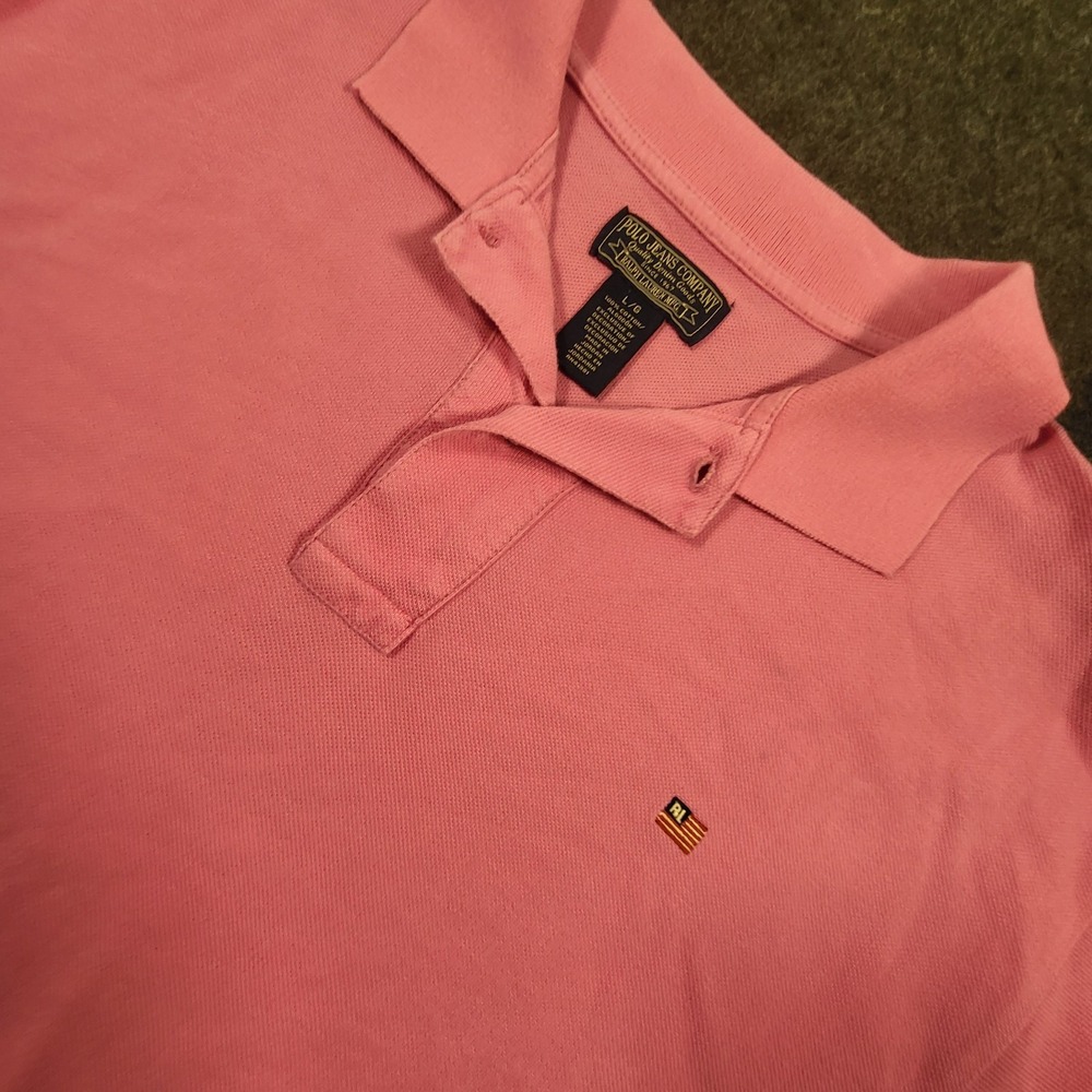 Ralph Lauren Polo Jeans Company Men's Polo Shirt Flag Logo Pink Large